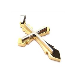 Goldene Herren-Kreuzanhängerkette Aus Reinem Titan (Neu)