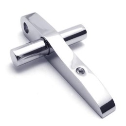 Halskette Mit Kreuzanhänger Aus Reinem Titan Für Herren Und Jungen, Silber