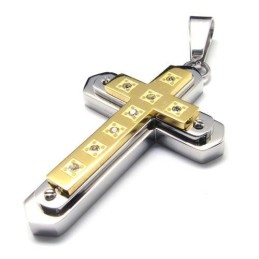 Männer Goldene Reintitan Kreuz Anhänger Halskette Kette