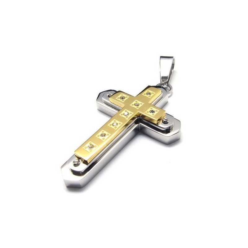 Männer Goldene Reintitan Kreuz Anhänger Halskette Kette Männer Goldene Reintitan Kreuz Anhänger Halskette Kette