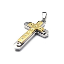 Männer Goldene Reintitan Kreuz Anhänger Halskette Kette