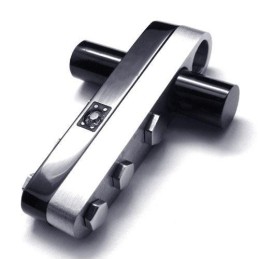 Herren Halskette Mit Kreuzanhänger Aus Reinem Titan, Schwarz/Silber