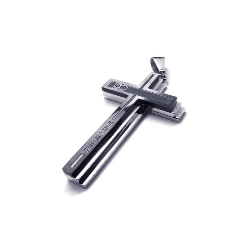 Herren-Halskette Mit Kreuzanhänger Aus Reinem Titan, Silber (Neu) Herren-Halskette Mit Kreuzanhänger Aus Reinem Titan, Silber (Neu)