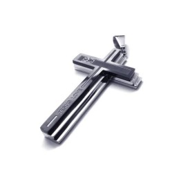 Herren-Halskette Mit Kreuzanhänger Aus Reinem Titan, Silber (Neu)