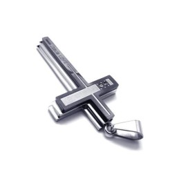 Herren-Halskette Mit Kreuzanhänger Aus Reinem Titan, Silber (Neu)