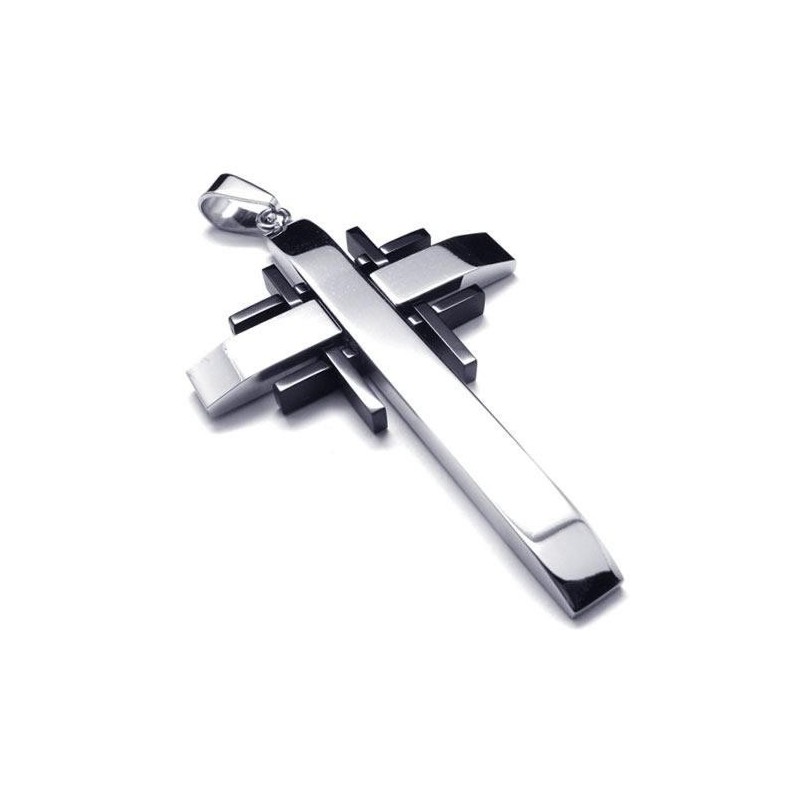 Männer Schwarz Silber Reines Titan Kreuz Halskette Anhänger Männer Schwarz Silber Reines Titan Kreuz Halskette Anhänger
