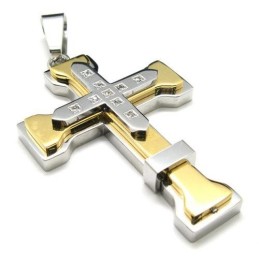 Goldene Herren-Kreuzanhängerkette Aus Reinem Titan (Neu)