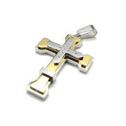 Goldene Herren-Kreuzanhängerkette Aus Reinem Titan (Neu)