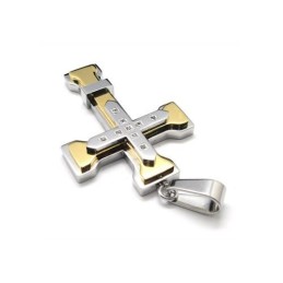 Goldene Herren-Kreuzanhängerkette Aus Reinem Titan (Neu)