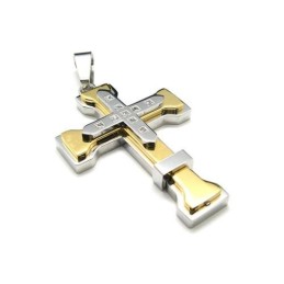 Goldene Herren-Kreuzanhängerkette Aus Reinem Titan (Neu)