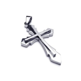 Herren-Halskette Mit Kreuzanhänger Aus Reinem Titan, Silber (Neu)