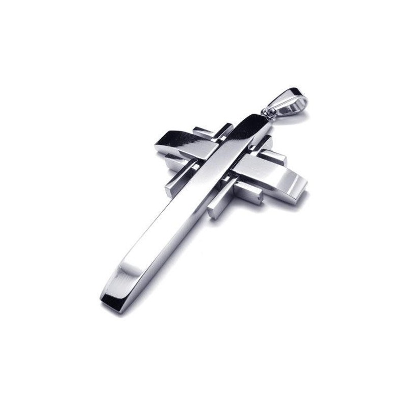 Herren-Halskette Mit Kreuzanhänger Aus Reinem Titan, Silber (Neu) Herren-Halskette Mit Kreuzanhänger Aus Reinem Titan, Silber (Neu)