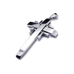 Herren-Halskette Mit Kreuzanhänger Aus Reinem Titan, Silber (Neu)