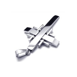 Herren-Halskette Mit Kreuzanhänger Aus Reinem Titan, Silber (Neu)