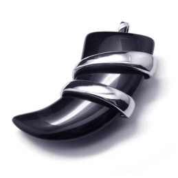 Herren-Halskette Mit Speeranhänger Aus Reinem Titan Mit Onyx