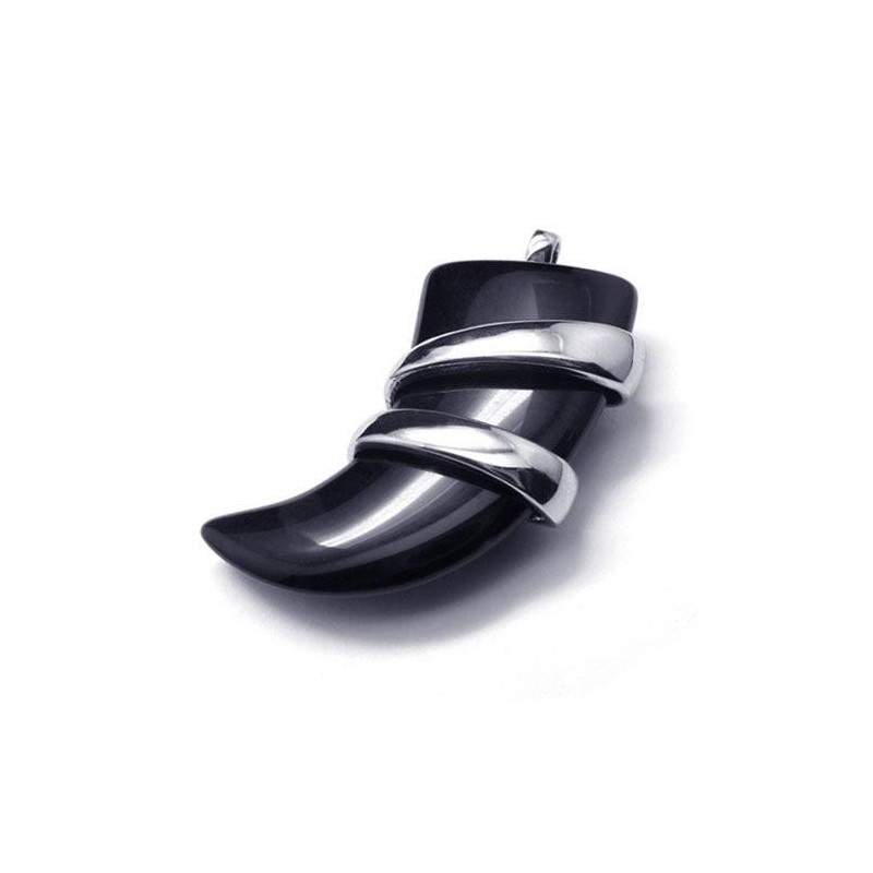 Herren-Halskette Mit Speeranhänger Aus Reinem Titan Mit Onyx Herren-Halskette Mit Speeranhänger Aus Reinem Titan Mit Onyx