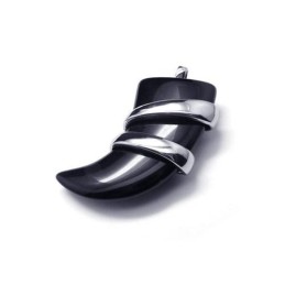 Herren-Halskette Mit Speeranhänger Aus Reinem Titan Mit Onyx