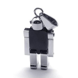 Männer Schwarz Silber Roboter Reines Titan Anhänger Halskette