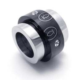 Halskette Mit Anhänger Aus Schwarzem Und Silbernem Titan Mit Ringen (Neu)