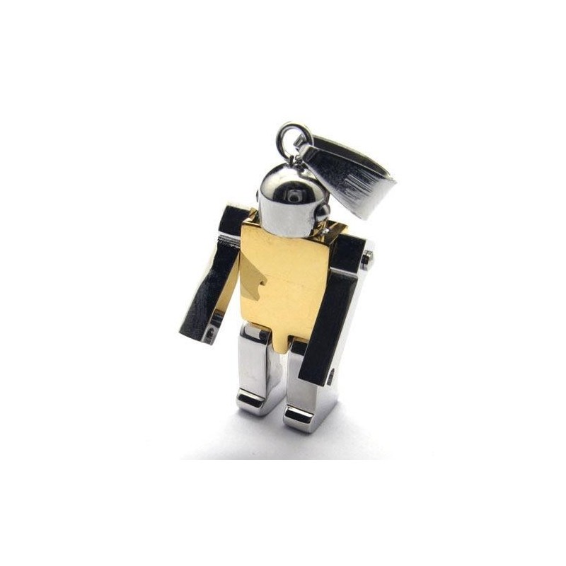 Goldene Herren-Halskette Mit Roboter-Anhänger Aus Reinem Titan (Neu) Goldene Herren-Halskette Mit Roboter-Anhänger Aus Reinem Titan (Neu)