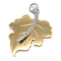 Herren-Halskette Mit Ahornblatt-Anhänger Aus Reinem Titan, Golden