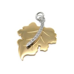 Herren-Halskette Mit Ahornblatt-Anhänger Aus Reinem Titan, Golden