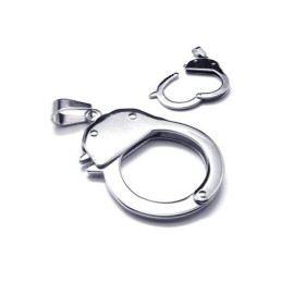 Herren-Halskette Mit Handschellen-Anhänger Aus Reinem Titan, Silberfarben