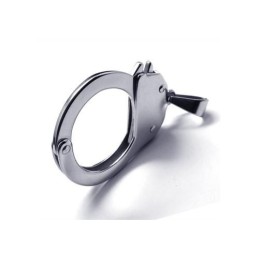 Herren-Halskette Mit Handschellen-Anhänger Aus Reinem Titan, Silberfarben