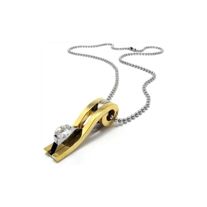 Herren-Halskette Mit Anhänger Aus Reinem Titan, Golden (Neu) Herren-Halskette Mit Anhänger Aus Reinem Titan, Golden (Neu)