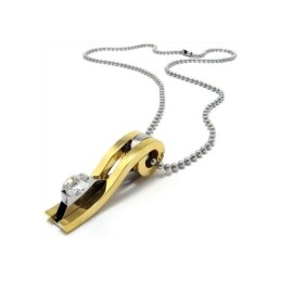 Herren-Halskette Mit Anhänger Aus Reinem Titan, Golden (Neu)