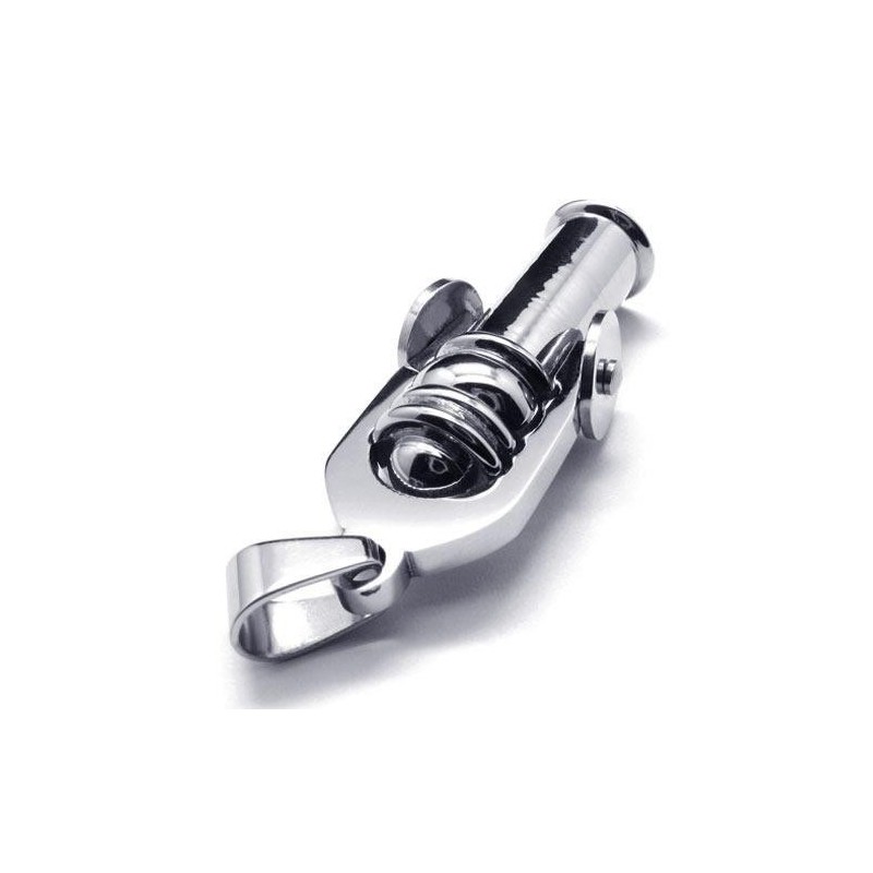 Herren-Halskette Mit Kanonenanhänger Aus Reinem Titan, Silberfarben (Neu) Herren-Halskette Mit Kanonenanhänger Aus Reinem Titan, Silberfarben (Neu)