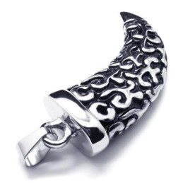 Herren Halskette Mit Speeranhänger Aus Reinem Titan, Schwarz/Silber
