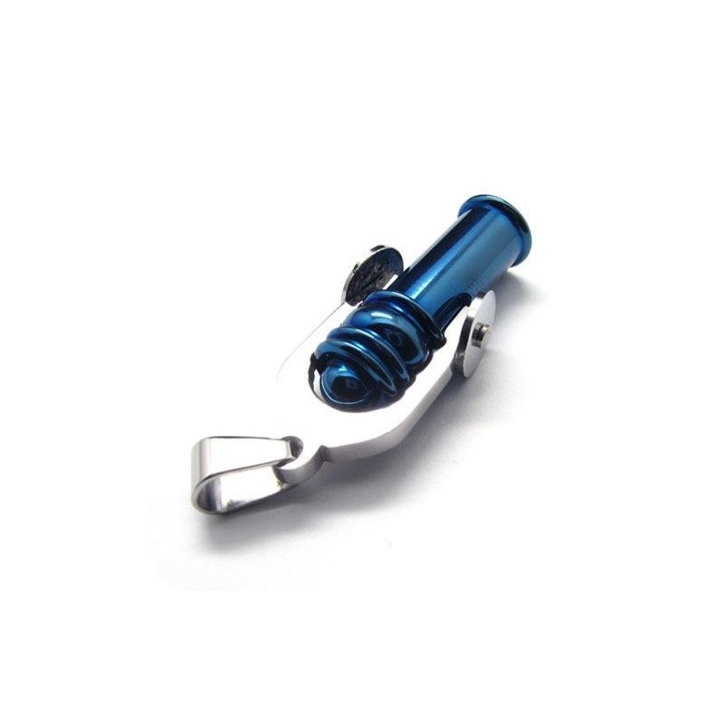 Herren-Halskette Mit Kanonenanhänger Aus Reinem Titan, Blau, 6466 Herren-Halskette Mit Kanonenanhänger Aus Reinem Titan, Blau, 6466