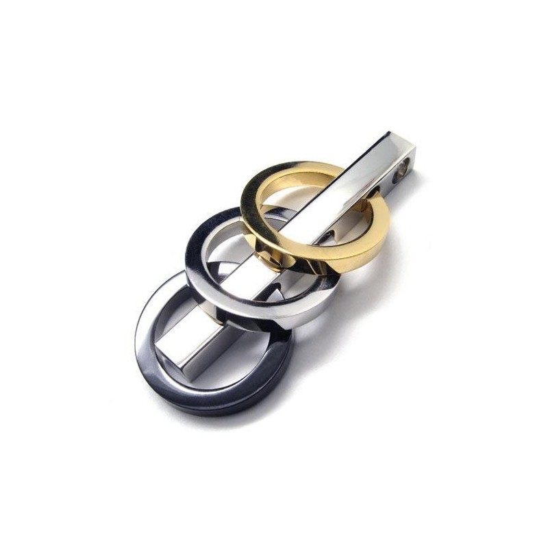Herren-Halskette Mit Drei Ringanhängern Aus Reinem Titan @ Herren-Halskette Mit Drei Ringanhängern Aus Reinem Titan @